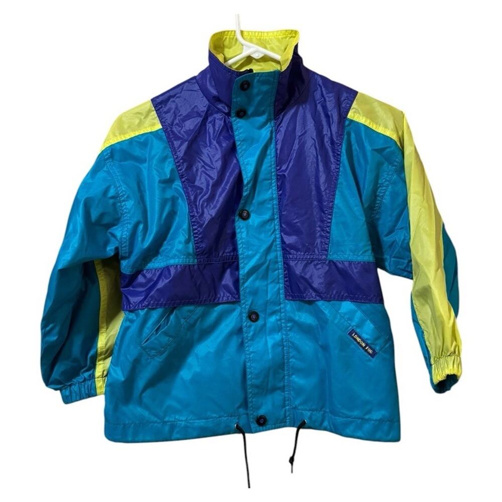 London Fog Youth Kids Size Large 7 Windbreaker Jacket Colorful‎ NylonFull Zip